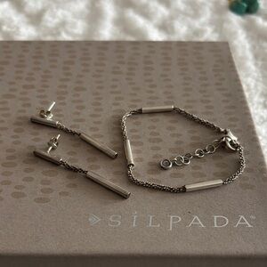 Silpada Waters Edge Silver Chain Bracelet and Earrings
